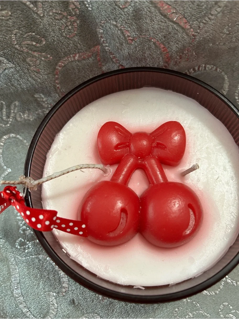 NEW Red Cherry Accent Strawberry Daiquiri Scented Candle-Long Wick Red Jewel Jar